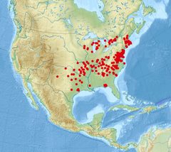 Latrodectus variolus distribution map by NordNordWest. Used under a CC BY-SA 3.0 de license.