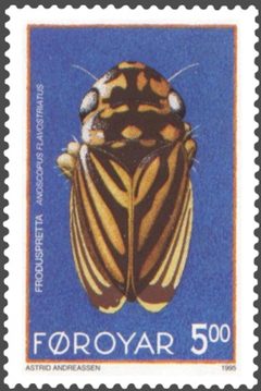 Faroe stamp 266 anoscopus flavostriatus by wikipedia. Used under a Public domain license.